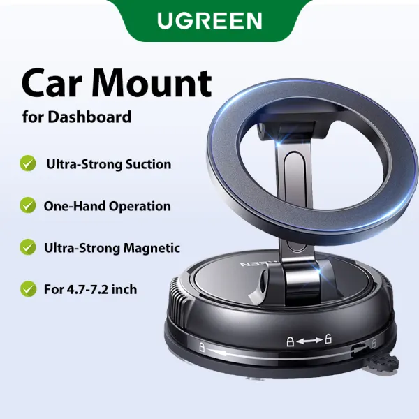 UGREEN Magnetic Phone Holder for Anywhere Car Desk Window Refrigerator Suction Cup Bracket Mount Foldable and 360° Rotatable Model: 65187