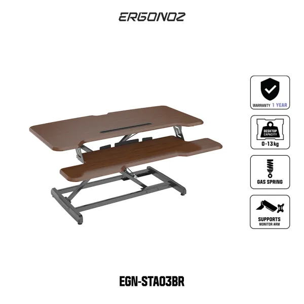 ERGONOZ โต๊ะปรับระดับ โต๊ะ เคลื่อนย้ายได้ โต๊ะปรับความสูงได้ Standing Desk Converter โครงสร้างแข็งแรง ผลิตจากไม้ชั้นดี Particle Board