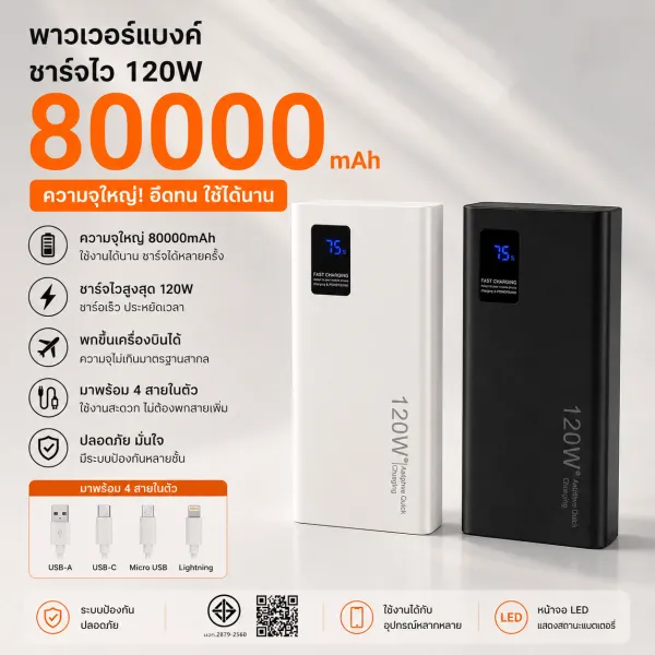 TUWO ccc Power bank 8 0000mAh พาวเวอร์แบงค์ Mini แบตสำรอง 8 0000mah ของแท้ Type-C/L Output แบตสำรองความจุ พาวเวอร์แบงค์ขนาดเล็ก Fast Charging portable แบตเตอรี่สำรอง