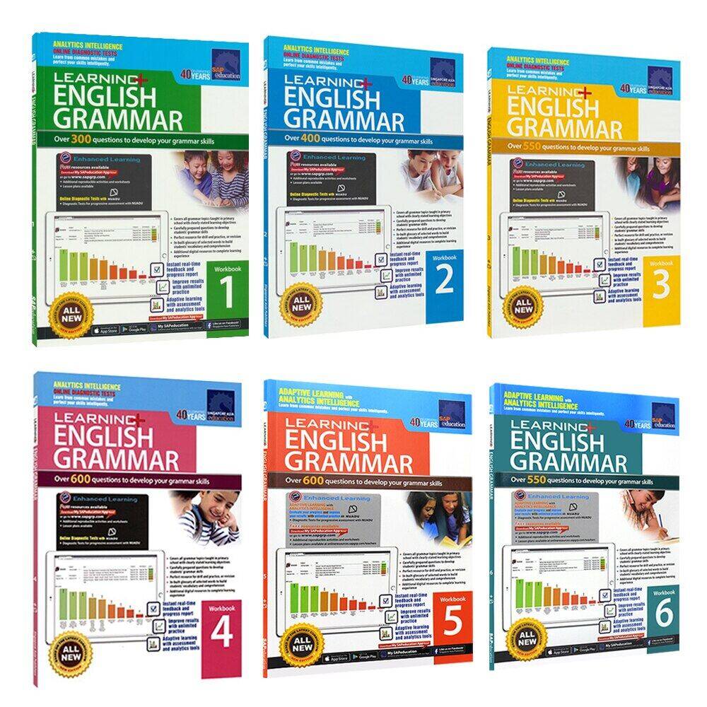 【จัดส่งจากกรุงเทพ】6 หนังสือ SAP Learning English Grammar Vocabulary Workbook Reading Comprehension Primary School Develop Grammar Skills Practice Exercise Book Worksheets Kids Educational Books for...