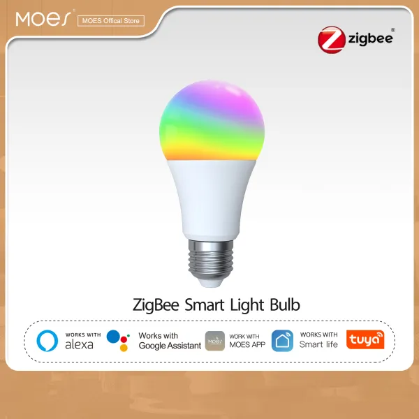MOES 1-9PCS 9W AC90-240V Tuya ZigBee สมาร์ทหลอดไฟ LED RGB E27หรี่แสงได้ APP รีโมทคอนโทรล Alexa G Oogle Home Voice Control