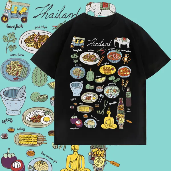 เสื้อยืดผู้หญิง Thai Food Culture casual แขนสั้น คอกลม พิมพ์พรีเมี่ยม ส่งจากไทย COD ผ้าฝ้าย 100% Sunny S-5XL เสื้อ