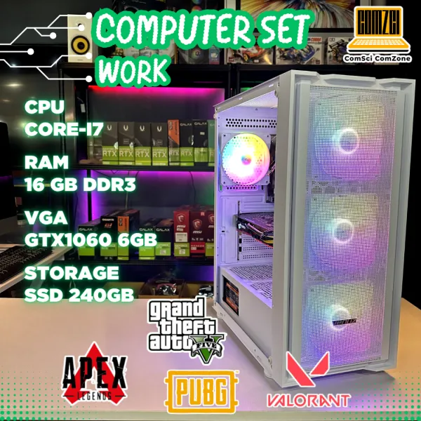 คอมพิวเตอร์ครบชุด Core-i7 / Ram16GB / SSD 240GB / GTX1060 6GB ทำงาน, เล่นเกม PUBG,Freefire,GTAV,Valorant -ComSciComZone