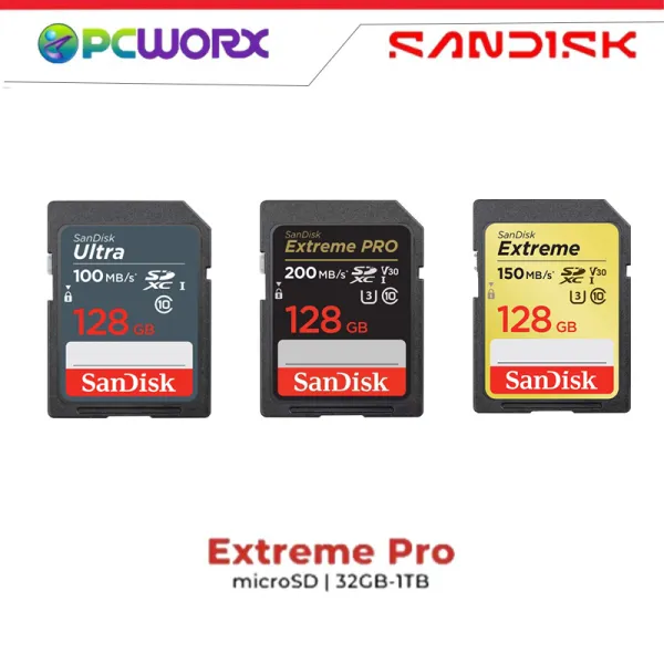 SD Extreme Pro MicroSDXC 128GB Class 10 UHS-I ความเร็วสูง สำหรับการถ่ายภาพและวิดีโอ