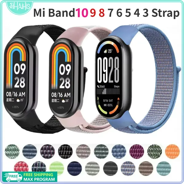 สายรัดข้อมือไนล่อน ระบายอากาศดี สำหรับ Xiaomi Mi Band 11/10 9 8 สายนาฬิกาสมาร์ทวอทช์ แทนที่สายเดิม สวมใส่สบาย