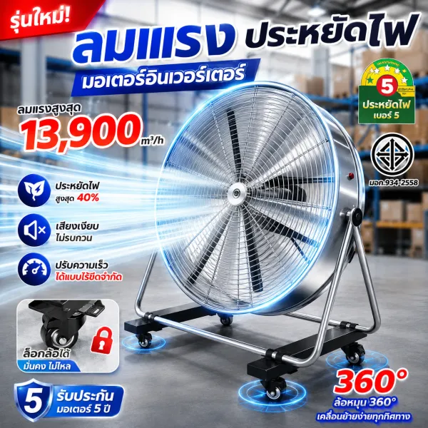 รับประกัน 10 ปี พัดลมอุตสาหกรรม พัดลมอุตสาหกรรมขนาดใหญ่ กำลังสูง พร้อมขายึด มอเตอร์ทองแดงแท้ 100% ลมแรง กระจายได้ไกลประมาณ 30 เมตร พัดลมอุตสาหรรม พัดลมอุตสาหกรรม