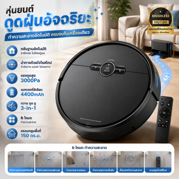 XiaoAi หุ่นยนต์ดูดฝุน Robotic Vacuum Cleaners เครื่องดูดฝุ่นที่มีไจโรสโคป การวางแผนเส้นทางอัจฉริยะ Epson เครื่องกวาดพื้น ดูดฝุ่น ถูพื้น 3in1 หุ่นยนต์ดูดฝุ่นแรงดูดสูง 2500Pa เครื่องเสียงเงียบ หุ่นยน...