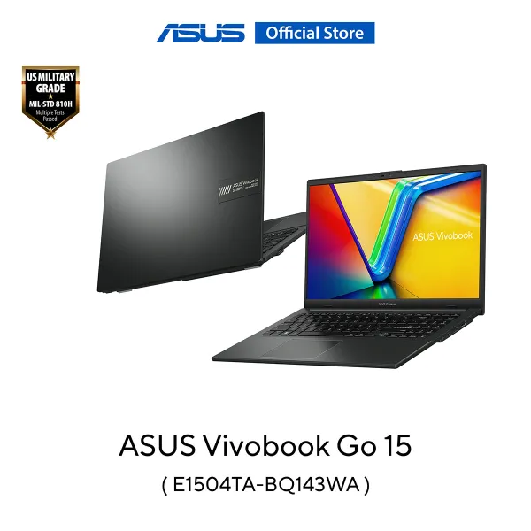 ASUS Vivobook Go 15 E1504TA-BQ143WA, 15.6 Inch thin and light laptop, FHD IPS, Intel Processor N150, 8GB LPDDR5-4800 on board, Intel UHD Graphics, 256G UFS 2.1, Wi-Fi 6, Mixed Black