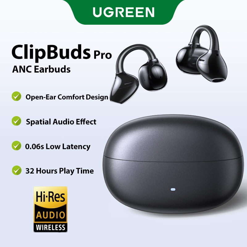 UGREEN ClipBuds Pro ANC Earphone Bluetooth 6.0 Active Noise Cancellation Hi-Res IPX5 Waterproof Model:65880
