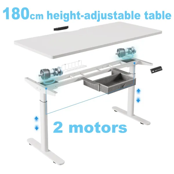 Adjustable height table standing desk โต๊ะปรับความสูงด้วยไฟฟ้า 180CM. ช่วงการปรับความสูง 69-115 ซม. โต๊ะสําหรับชาวเอเชีย