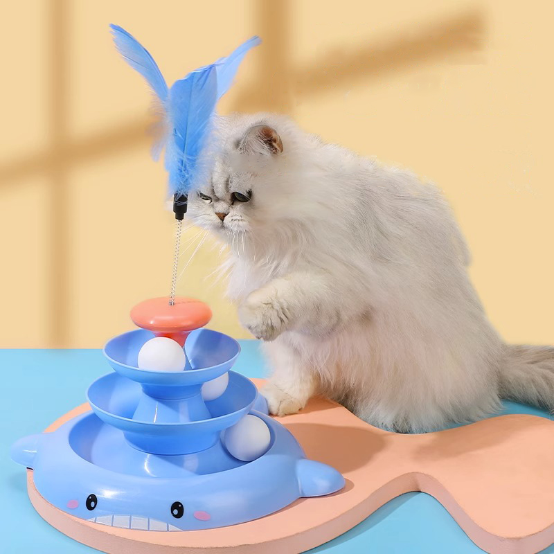 แคทนิป แมวรางบอลแมว4ชั้น ของเล่นแมว รางบอลแมว รางบอล4ชั้น ของเล่นสำหรับสัตว์เลี้ยง มีไม้ตกแมว รางบอลแมว Cat toy ของเล่นแมว