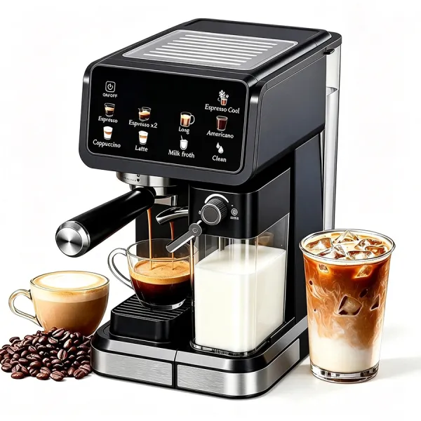 เครื่องชงกาแฟเอสเพรสโซ่ อเมริกาโน่ คาปูชิโน่ และลาเต้ แบบอัตโนมัติเต็มรูปแบบ พร้อมระบบตีฟองนมอัตโนมัติ โหมดชงแบบเย็นและร้อน เครื่องชงกาแฟสดแรงดัน 20 บาร์ พร้อมฟังก์ชันทำความสะอาดอัตโนมัติ ชงได้ทั้ง...