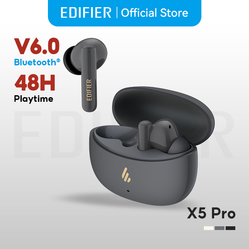Edifier X5 Pro 2025 TWS หูฟัง พร้อมระบบตัดเสียงรบกวน Bluetooth V6.0 Hybrid ANC -48dB ไมโครโฟน 3+3 ตัว เล่นได้นานสูงสุด 48H รองรับ Edifier Connex