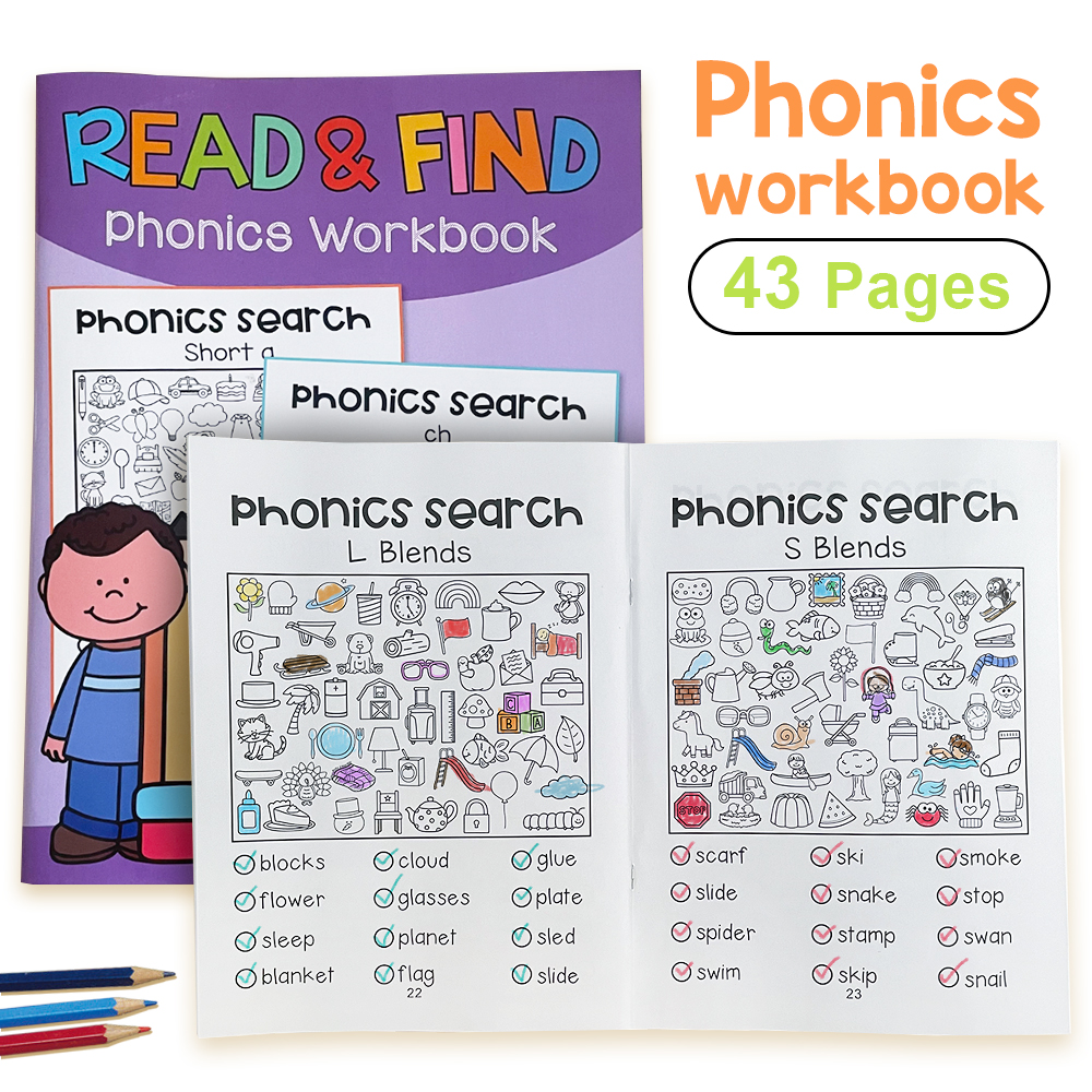 43 Pages CVC Words Learning & Reading Practice for Kindergarten Preschool Education Phonics Workbook for Kids Build Vocabulary Skills Activity Worksheet