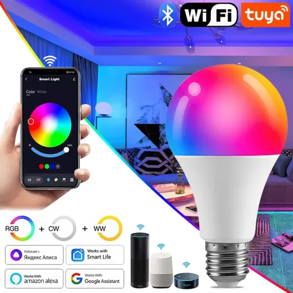 Xiaomi Youpin หลอดไฟอัจฉริยะ Led 10W E27 RGB ควบคุมผ่านโทรศัพท์มือถือ ใช้งานได้กับ APP Smart Life และ Tuya 16 ล้านสี