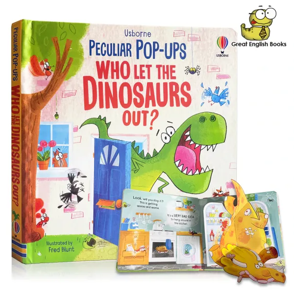 (In Stock) พร้อมส่ง หนังสือนิทานบอร์ดบุ๊ค Who Let the Dinosaurs out หนังสือนิทานก่อนนอน รูปภาพภาษาอังกฤษ 3 มิติ เพื่อการเรียนรู้ สําหรับเด็ก หนังสือภาษาอังกฤษ by GreatEnglishBooks