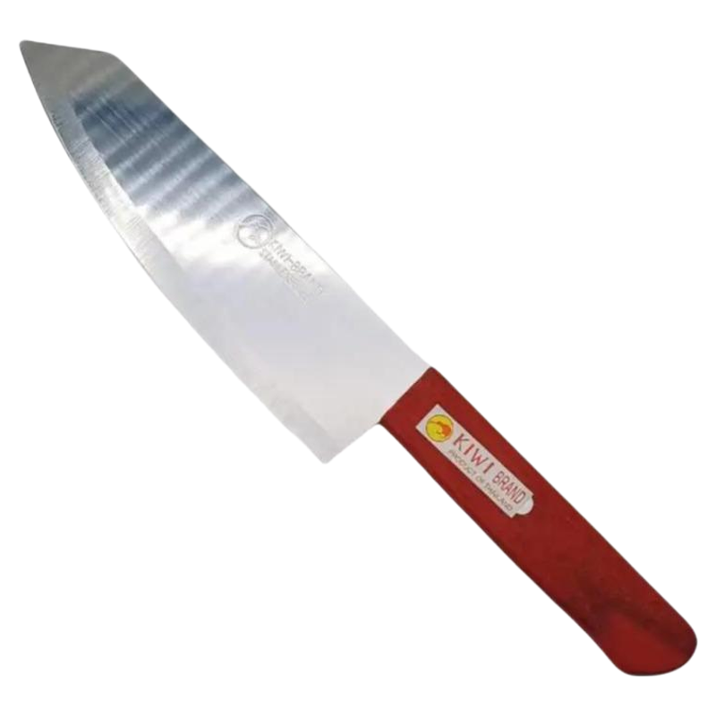 KiWi มีดทำครัวสแตนเลสพรีเมียม ด้ามไม้ สำหรับหั่นเนื้อและผัก คมชัด ทนทาน น้ำหนักเบา