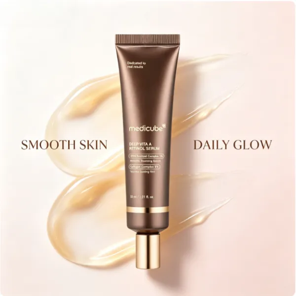 Medicube Bakuchiol Retinol เซรั่มต่อต้านวัย ลดเลือนริ้วรอย รอยสิว ผิวดูอ่อนวัย 4 สูตรเกรดพรีเมียม มีเบนโซอิลลดการระคายเคือง 1.01 Oz.