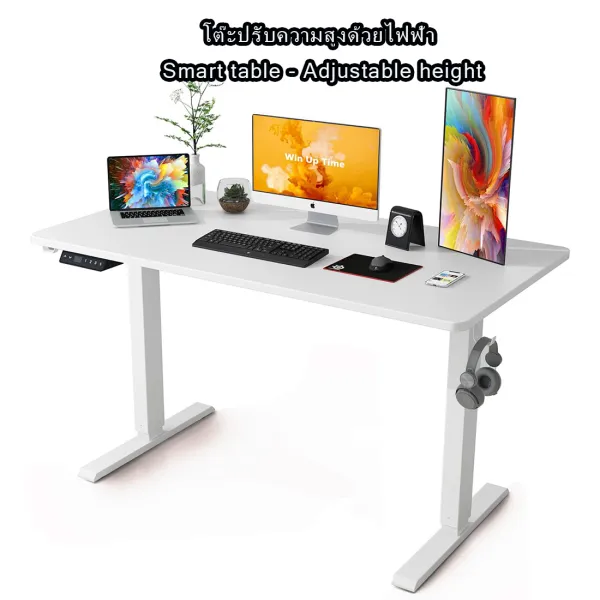 160CM ปรับความสูงของโต๊ะยกไฟฟ้าได้ Adjustable height of electric lifting table standing desks with wheels