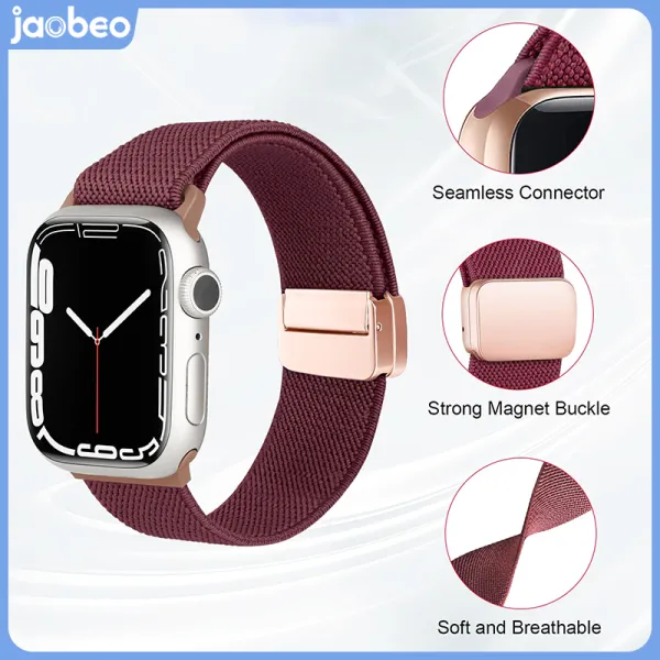ห่วงไนลอนแม่เหล็กสำหรับนาฬิกา Apple สายรัดข้อมือเล่นกีฬาอัลตร้าสายรัด40มม. 41มม. 45มม. 44มม. 49มม. 38มม. 42มม. ยืดหยุ่นได้สำหรับ Apple ชายหญิงชุด9 8 7 Se 6 5 4 3