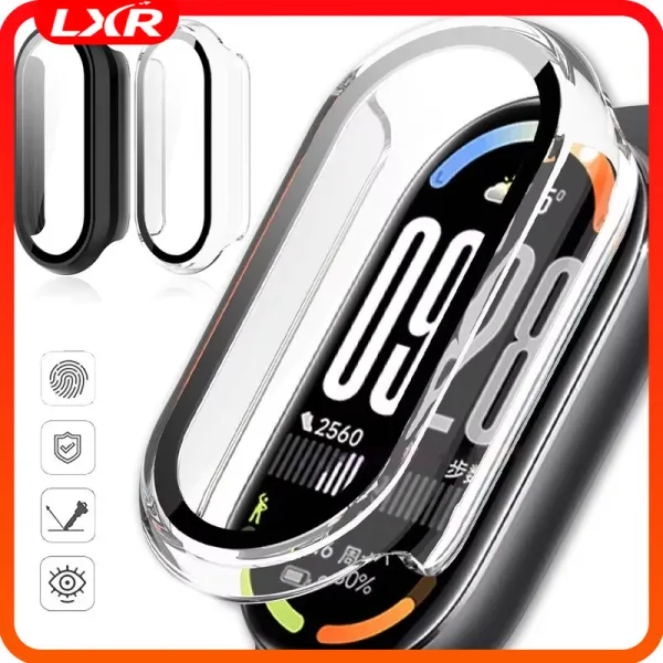 กรณีปกกระจกนิรภัย PC สำหรับ Xiaomi Smart Band 10 อุปกรณ์ปกป้องหน้าจอแข็งเต็มสำหรับสมาร์ตวอทช์ Mi Band 10 NFC