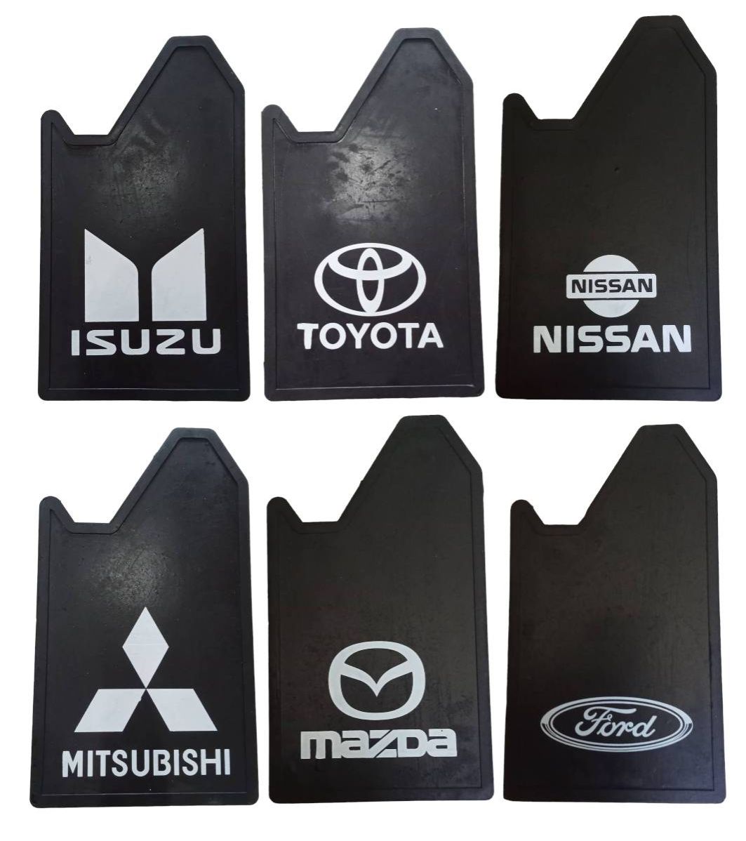 ยางบังโคลน กันโคลน รถยนต์ 1คู่ (2แผ่น) สกรีนตัวเรียบโลโก้คละยี่ห้อ