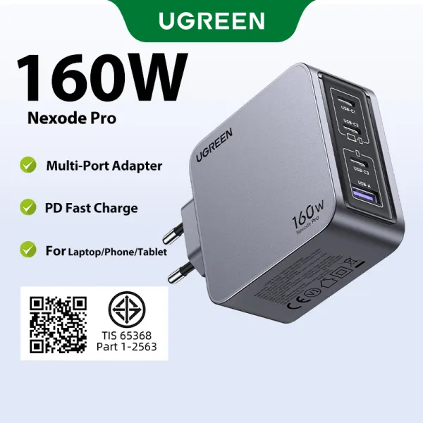 【Nexode Pro】UGREEN GaN 160W Fast Charger Adapter อะแดปเตอร์ for MacBook iPad iPhone 15 14 Pro Max Samsung S26 S25 S24 Steam Deck Model: 25094