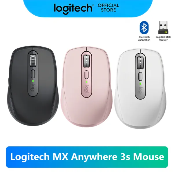 เมาส์ไร้สายขนาดกะทัดรัด Logitech MX Anywhere 3S, การเลื่อนอย่างรวดเร็ว, การติดตาม DPI 8K, คลิกเงียบโดย One FutureWorld