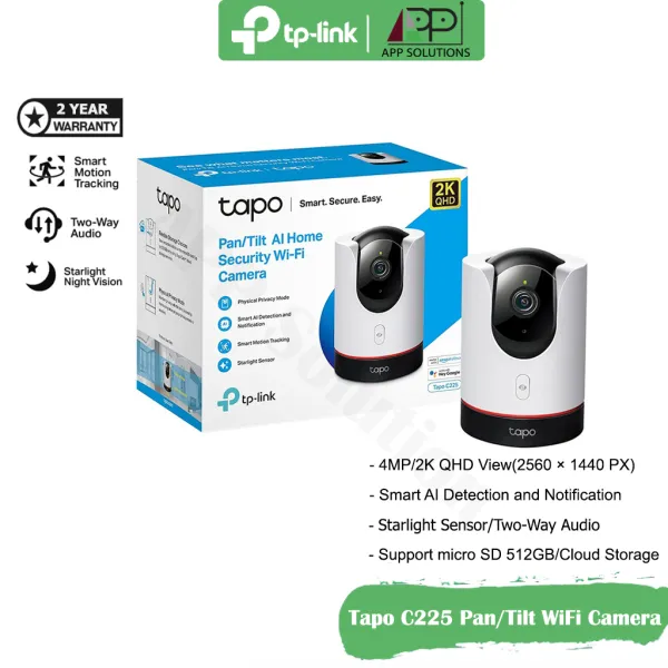 TP-LINK(กล้องวงจรปิดไร้สาย)Pan/Tilt Wi-Fi Camera 2K/QHD/4MP รุ่นTapo C225(ประกัน2ปี)-APP Solution
