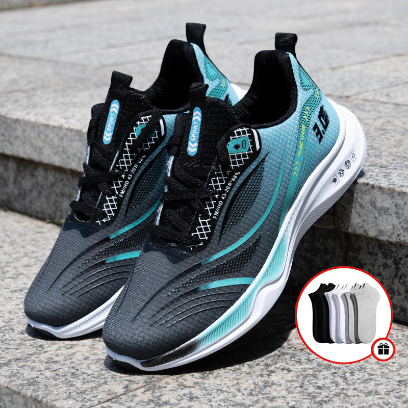 ✨FREE SOCKS✨รองเท้าผ้าระบายรองเท้าบุรุษแฟชั่นอินเทรนด์รองเท้ากีฬาน้ำหนักเบาลำลองรองเท้าวิ่งพื้นรองเท้านุ่มผู้ชายแฟชั่นรองเท้าบุรุษ