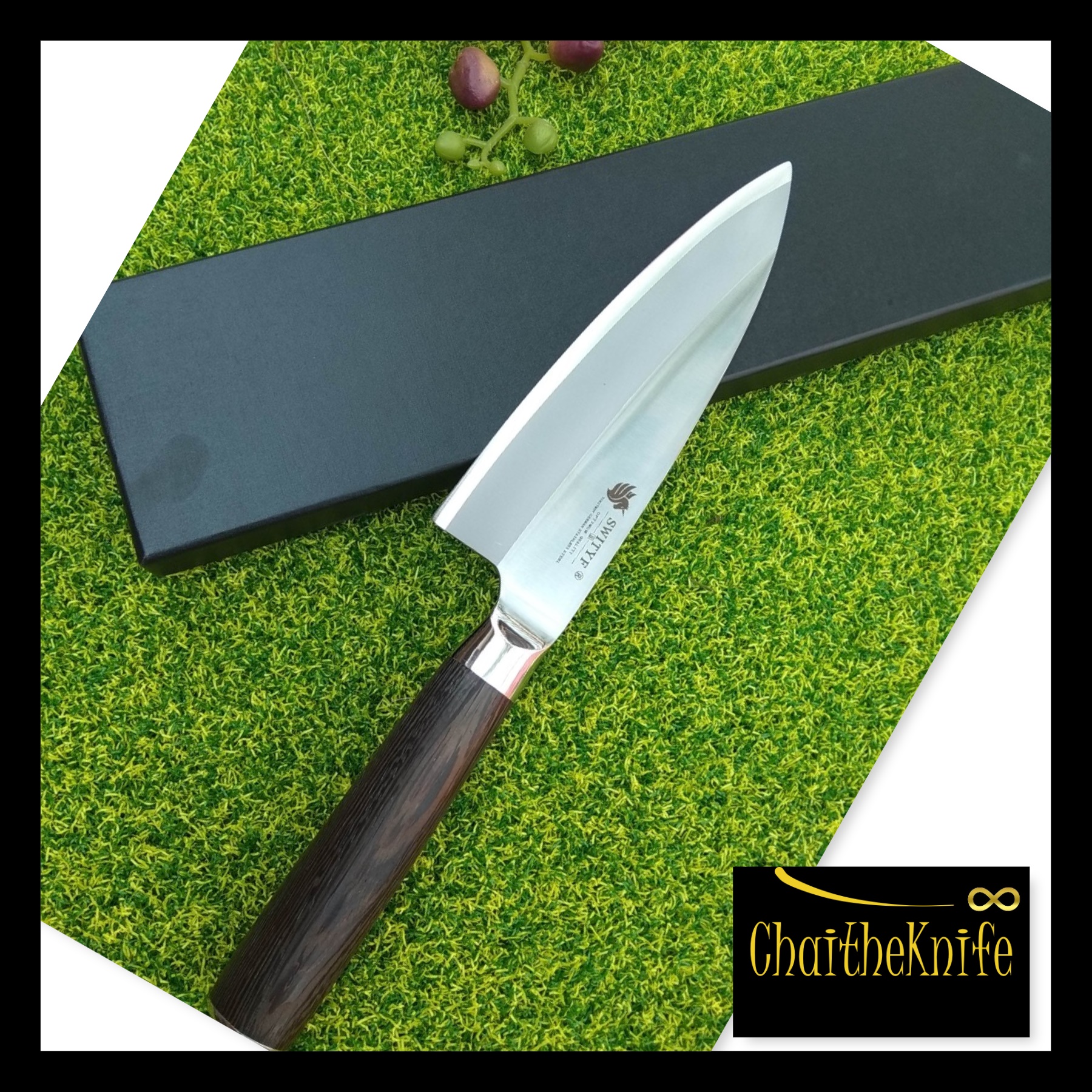 สำหรับคนถนัดมือซ้าย มีดเชฟญี่ปุ่นเดบะ ใบมีดยาว 18 เซ็นติเมคร ด้ามจับไม้เนือแข็ง/ Left hand Japanese deba chef knife blade length 18 CM Wooden handle