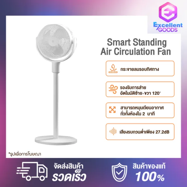 Xiaomi Mi Mijia Smart Standing Air Circulation Fan พัดลมหมุนเวียนอากาศอัจฉริยะแบบตั้งพื้น พัดลมตั้งพื้นแบบพกพา พัดลมหมุนเวียนอากาศอัจฉริยะ พัดลมสีขาว