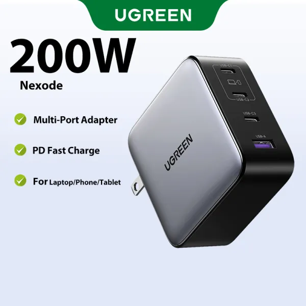 【Nexode】UGREEN GaN 200W USB C Fast Charger Adapter อะแดปเตอร์ for Laptop MacBook iPad iPhone 15 14 Pro Max Samsung S26 S25 S24 Ultra Model: 40913
