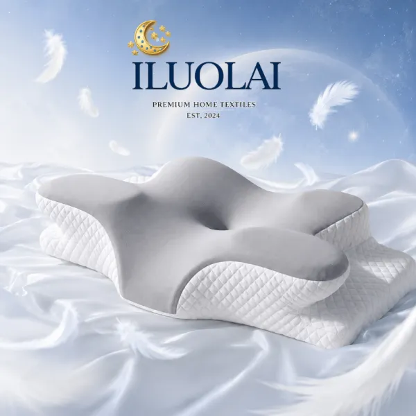 ILUOLAI หมอนเมมโมรี่โฟมสุขภาพ รุ่น Butterfly Pillow โค้งรับสรีระ พร้อมปุ่มนวดคลายเมื่อย ลดปวดคอ ออกแบบโดยผู้เชี่ยวชาญ