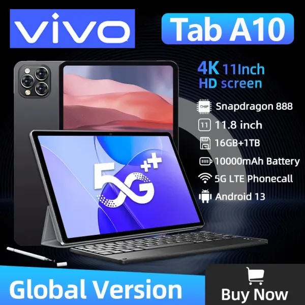 【รับประกัน 1 ปี】ของแท้ VIV0 A10 แท็บเล็ต 11.8 นิ้ว 5G Tablet 4g/5G แท็บเล็ตโทรได้ Screen Dual Sim RAM16GB ROM512GB แทบเล็ต ของแท้ Andorid 13.0 Full HD แทปแล็ตของแท้ เสียงคุณภาพสูง รับประกันสินค้า ส...