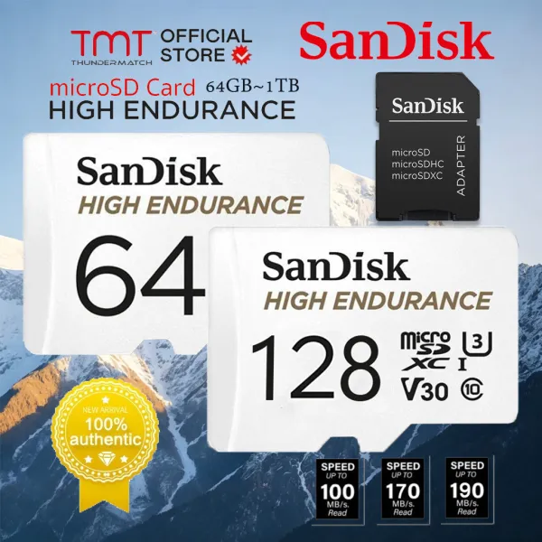 SanDisk High Endurance micro SDXC/HC Card ความเร็ว100MB/S ความจุ 32GB 64GB 128GB 256GB Class10 สำหรับ กล้องวงจรปิด (SDSQQNR_GN6IA)เมมโมรี่การ์ด การ์ดหน่วยความจำ แซนดิส