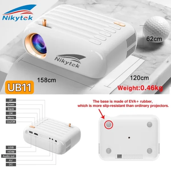 Projector โปรเจคเตอร์ เครื่องฉายโปรเจคเตอNIKYTEK UB11 มินิโปเจคเตอร์ มินิโปรเจคเตอร์ โปรเจคเตอร์ขนาดเล็ก โปรเจคเตอร์แบบพกพา โปรเจคเตอร์น้ำ