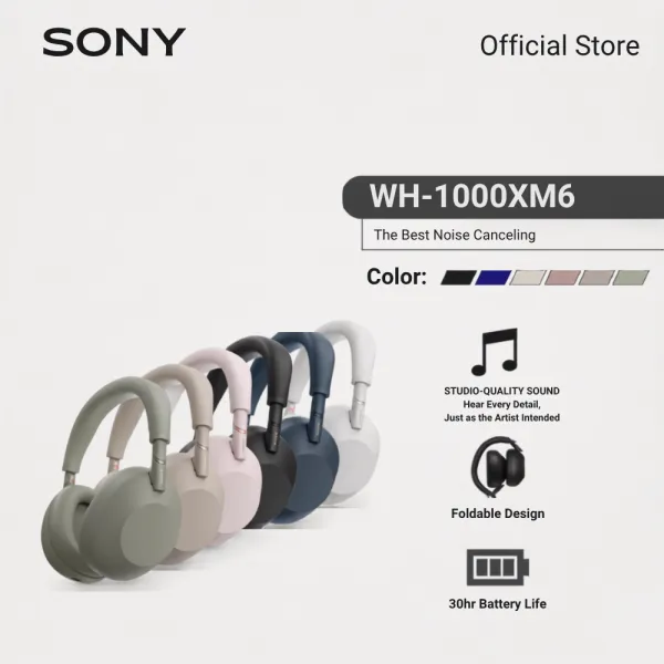 Sony หูฟัง Headphones รุ่น WH-1000XM6 | Wireless Noise Canceling Headphones | Bluetooth® 5.2 | High-Resolution Audio Wireless, DSEE Extreme™ | 360 Reality Audio