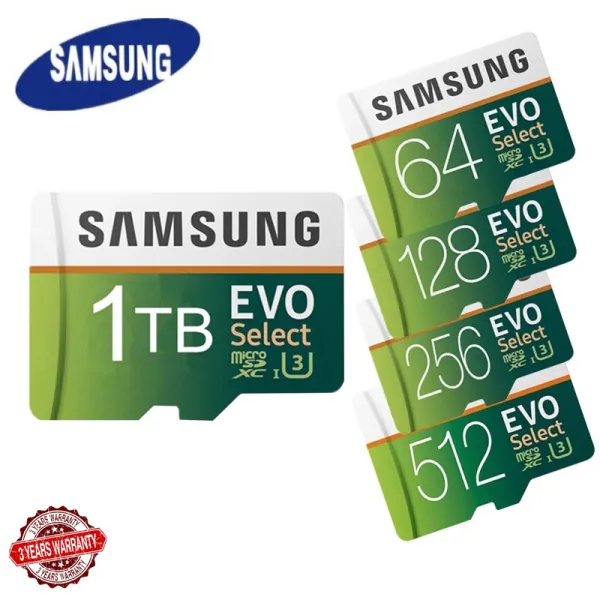 เมมโมรี่การ์ด SAMSUNG Micro SDXC/HC 32GB 64GB 128GB 256GB Class 10 EVO Select ( U3 100MB/s. )เมมโมรี่การ์ด memory card การ์ดหน่วยความจำ ไมโคร เอสดีการ์ด SD card
