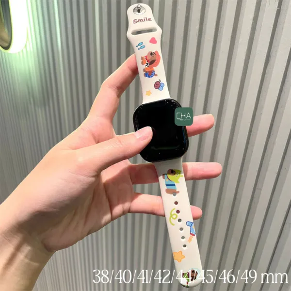 สายการ์ตูน สายซิลิโคนข้อมือ สายยาง for iWatch Ultra 3 2 SE watch11 10 ultra 8 9 7 6 5 4 สายนาฬิกา สาย41/44/45/49mm สาย