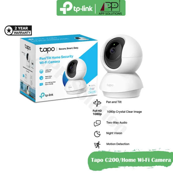 TP-LINK(กล้องวงจรปิดไร้สาย)Pan/Tilt Wi-Fi Camera 1080P/2MP/Full HD รุ่นTapo C200(ประกัน2ปี)-APP Solution