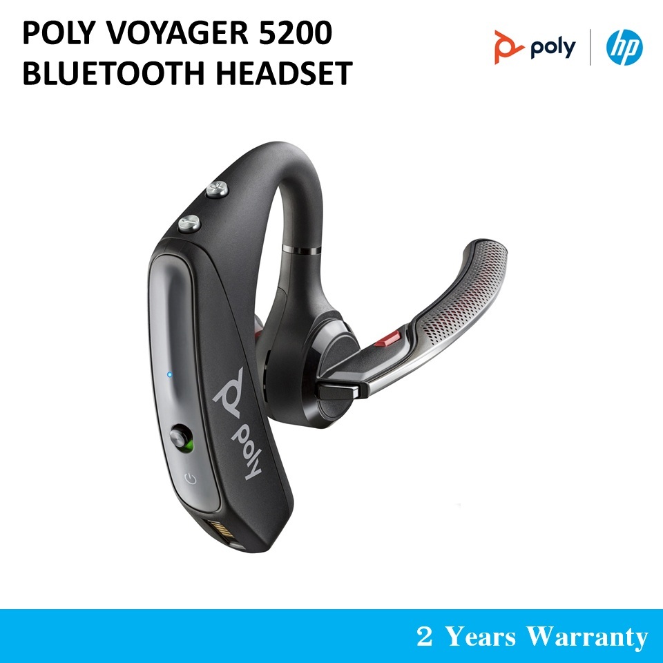 Poly Voyager 5200 Wireless Headset (Plantronics) - Single-Ear Bluetooth Headset w/Noise-Canceling Mic - Ergonomic Design - Voice Controls - Lightweight - Connect to Mobile/Tablet via Bluetooth
