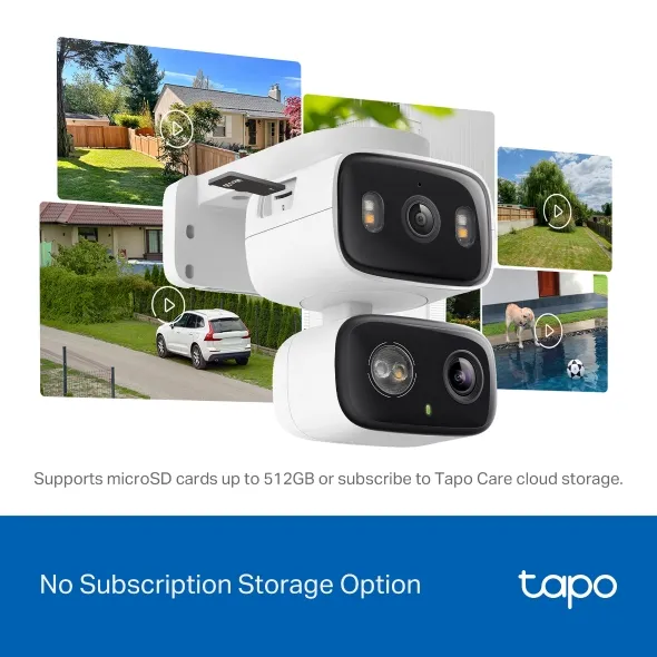 TP-Link Tapo C246D 6MP Indoor/Outdoor Dual Lens Pan/Tilt Security Camera กล้อง 2 เลนส์ 6MP (3MP+3MP) Dual Lens มุมกว้าง 125° และเลนส์เทเลโฟโต้ 6 มม