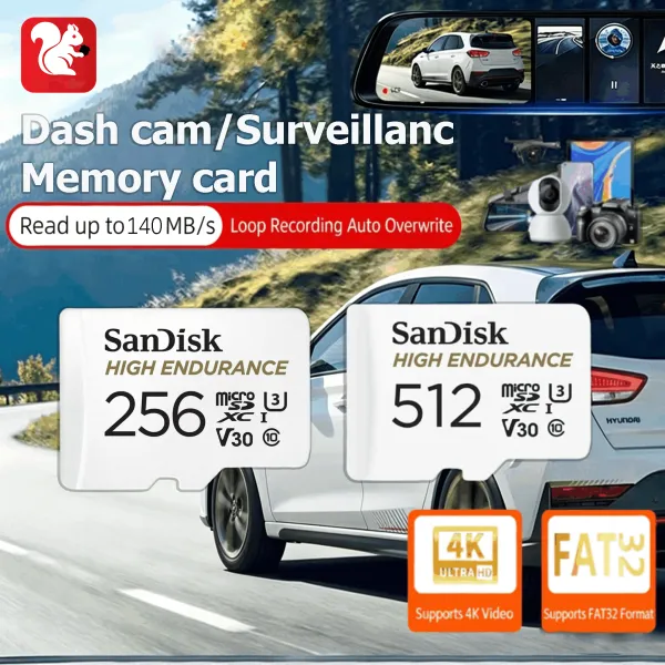 (ส่งด่วน) SANDISK Micro SDcard แท้ High Endurance 64GB/128GB/256GB/512GB สำหรับกล้องวงจรปิด ความเร็วสูงสุดอ่าน 100 MB/s เขียน 40 MB/s (100MB) UHS-I Class10 U3 V30 Memory card เมม