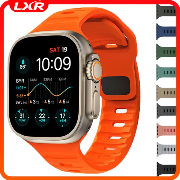 สายคล้องคอซิลิโคน สมาร์ทวอทช์ ดีไซน์สวยทันสมัย สำหรับ Apple Watch Ultra / SE / Series 12 11 10 9 8 7 6 5 ขนาด 49มม 46มม 45มม 44มม 42มม 41มม 40มม