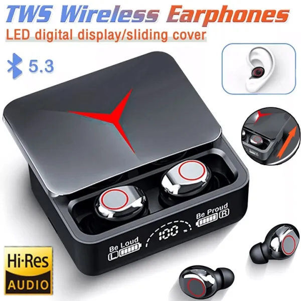 หูฟังไร้สาย TWS M90pro หูฟังสำหรับเล่นเกมบลูทูธ หูฟังบลูทูธ 5.3 ฟังสำหรับเล่นเกมบลูทูธ หูฟังเพลง 9D Hi-Fi สเตอริโอ