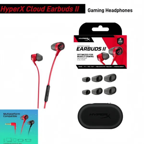 【New Arrival】HyperX Cloud Earbuds II Gaming Headphones หูฟังเอียร์บัด หูฟังมีสาย การเชื่อมต่อแบบ 3.5 มม.
