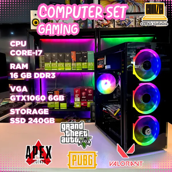 คอมพิวเตอร์ครบชุด Core-i7 / Ram16GB / SSD 240GB / GTX1060 6GB ทำงาน, เล่นเกม PUBG,Freefire,GTAV,Valorant -ComSciComZone
