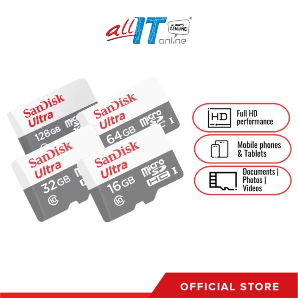 SanDisk Ultra Micro SDcard Class10 32GB 64GB 128GB SDSQUNR เมมโมรี่การ์ด กล้องวงจรปิดไร้สาย TF Card