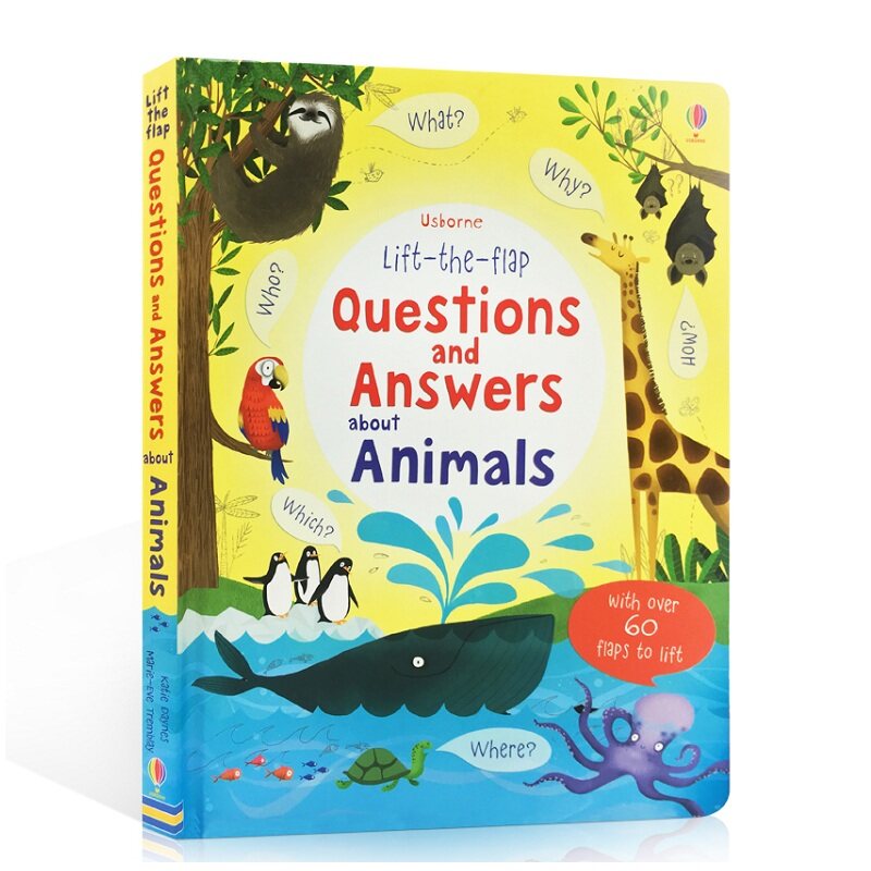 Usborne Book for Begginer Kids Toddler Lift The Flap Questions and Answers about Animals Interactive Knowledge English Reading Book Children Activity Books for 3-6 Years Old Birthday Gifts หนังสือเ...